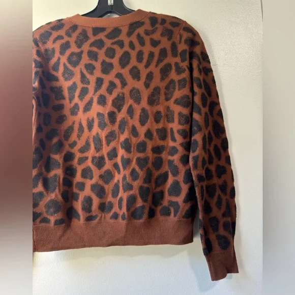 3.1 Phillip Lim Leopard Print Gray Merino Zip Cardigan Size S - Picture 9 of 12